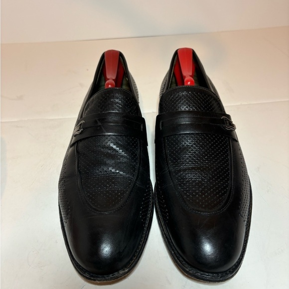 Vero Cuoio Lav. Artigiana Mens Almond Toe Black Leather Slip On Loafers Size 42 - Picture 7 of 10